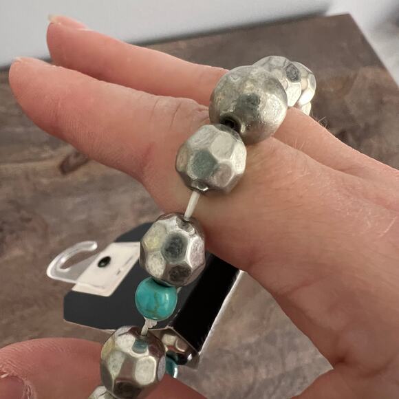 Melrose and Market Semi Precious Silver & Turquoise Beaded Bracelet NWT - Picture 5 of 8
